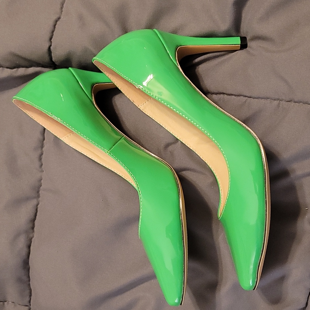 Neon Green heels, size 7.5